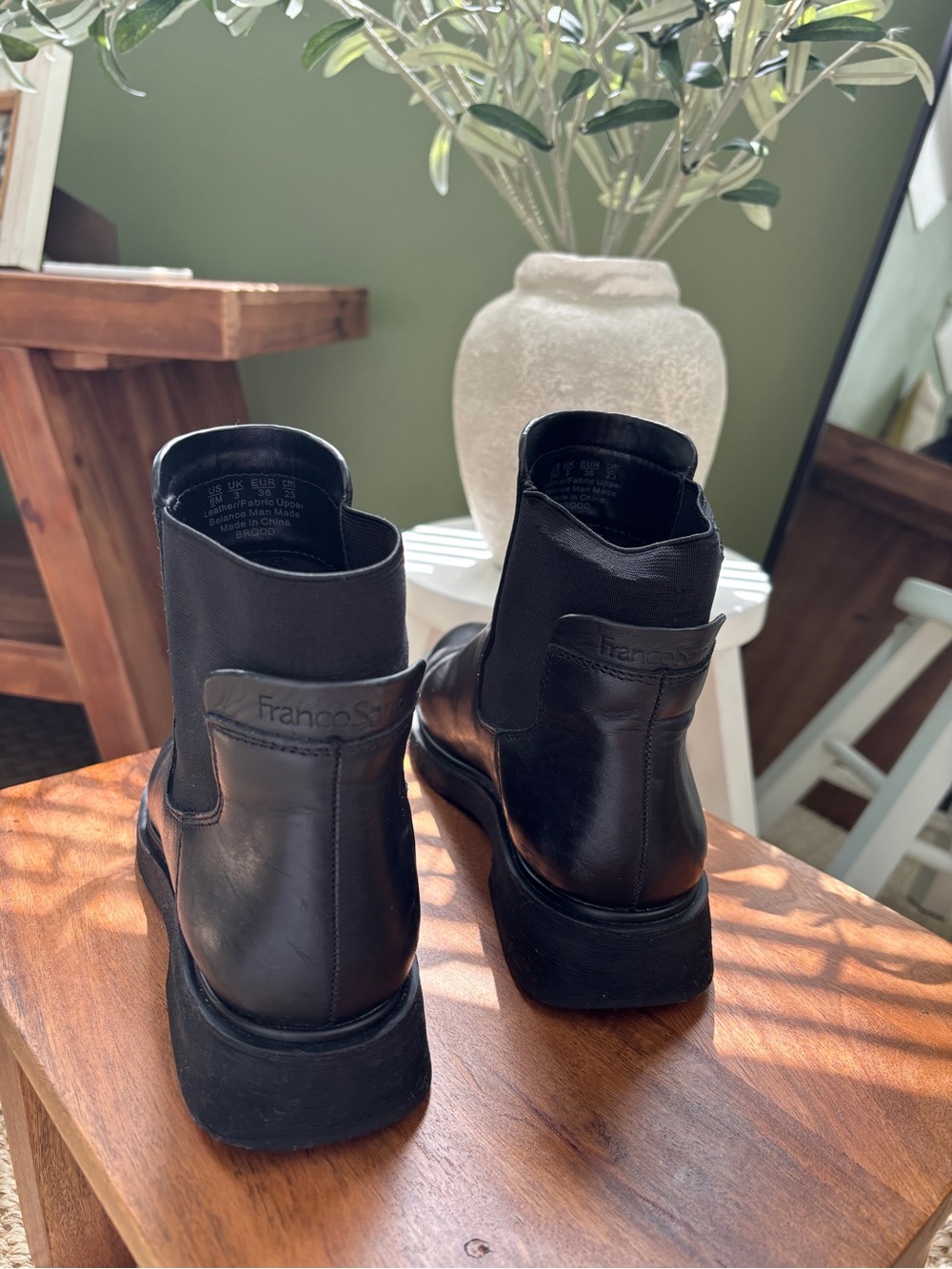 Franco Sarto Black Leather Ankle Boots - Picture 5 of 10